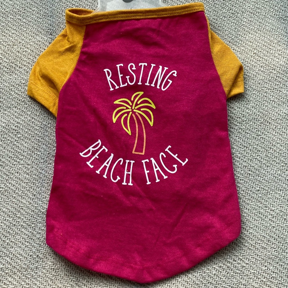 Resting Beach Face Colorblock Pink Dog Pet Shirt Size Medium NWT - Picture 3 of 5